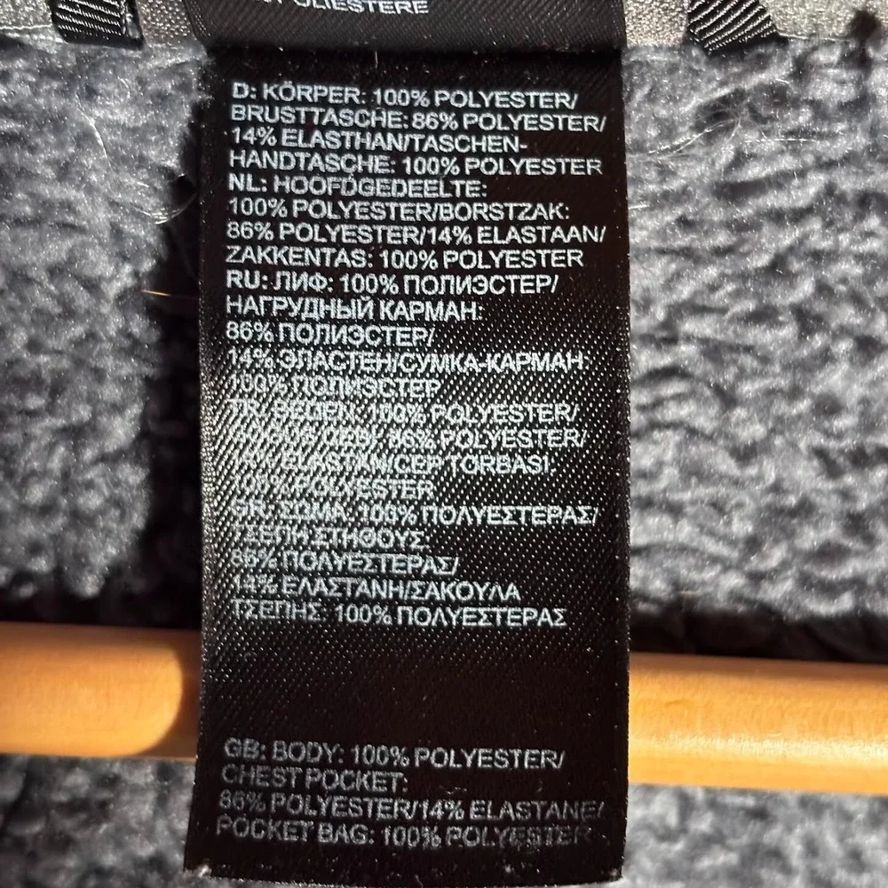 Grey North Face Zip Up Jacket Sz L With Blue Letters and Zippers Chimborazo READ